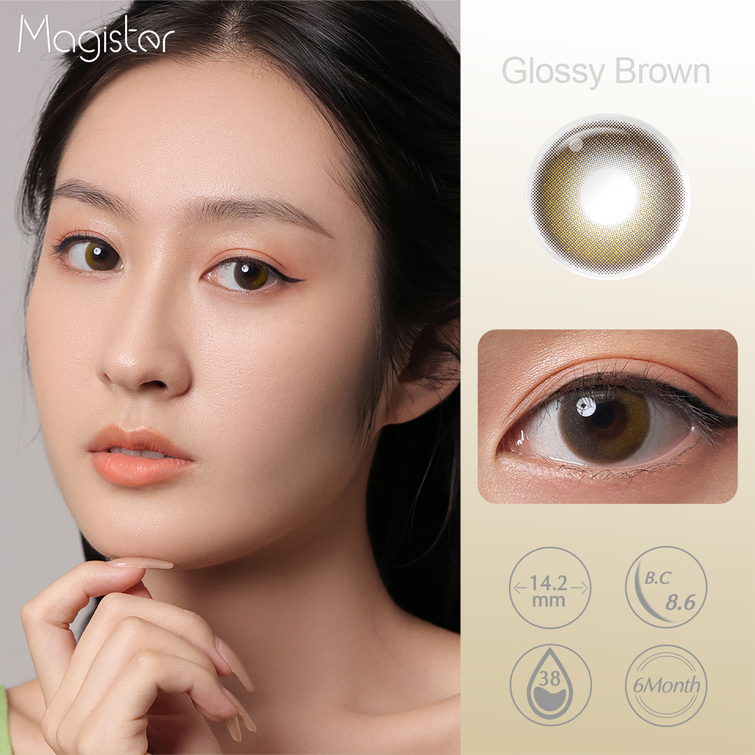 （BARU）Magister 1 Pasang Softlens 14 mm Lensa Mata Kadar Air 38% Softlens Grey Softlens Hitam Softlens Brown