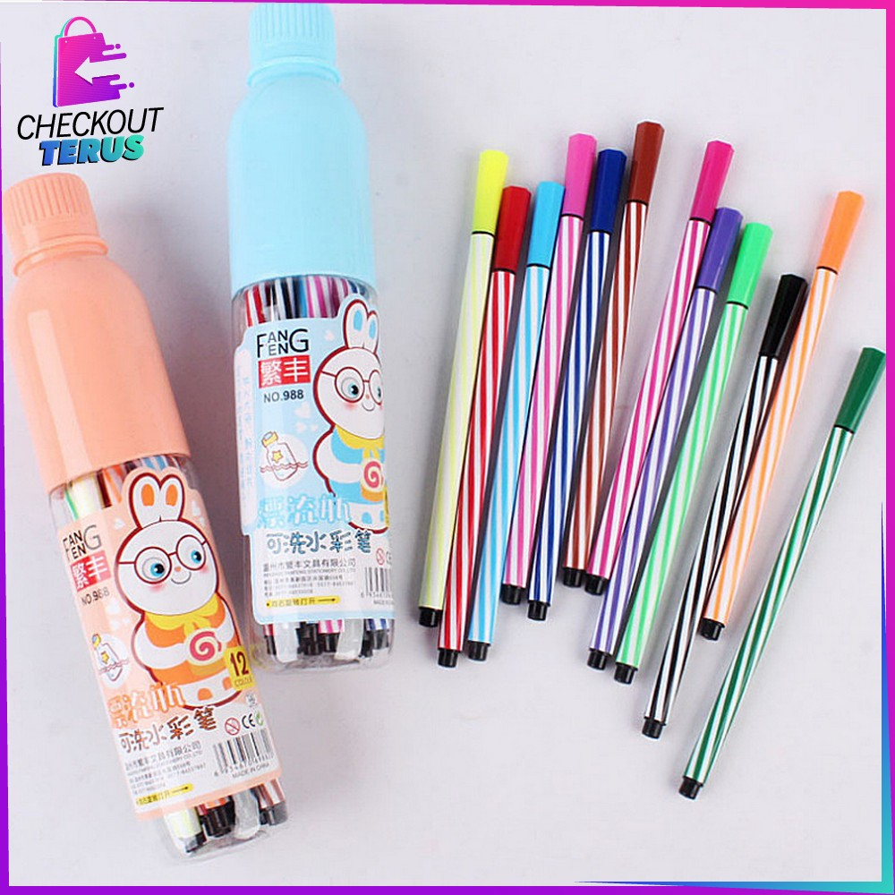 CT A63 Spidol Warna Warni Set Marker Pen Spidol Warna Alat Tulis Anak Menggambar Kuas Kerajinan Sekolah Spidol Marker Warna