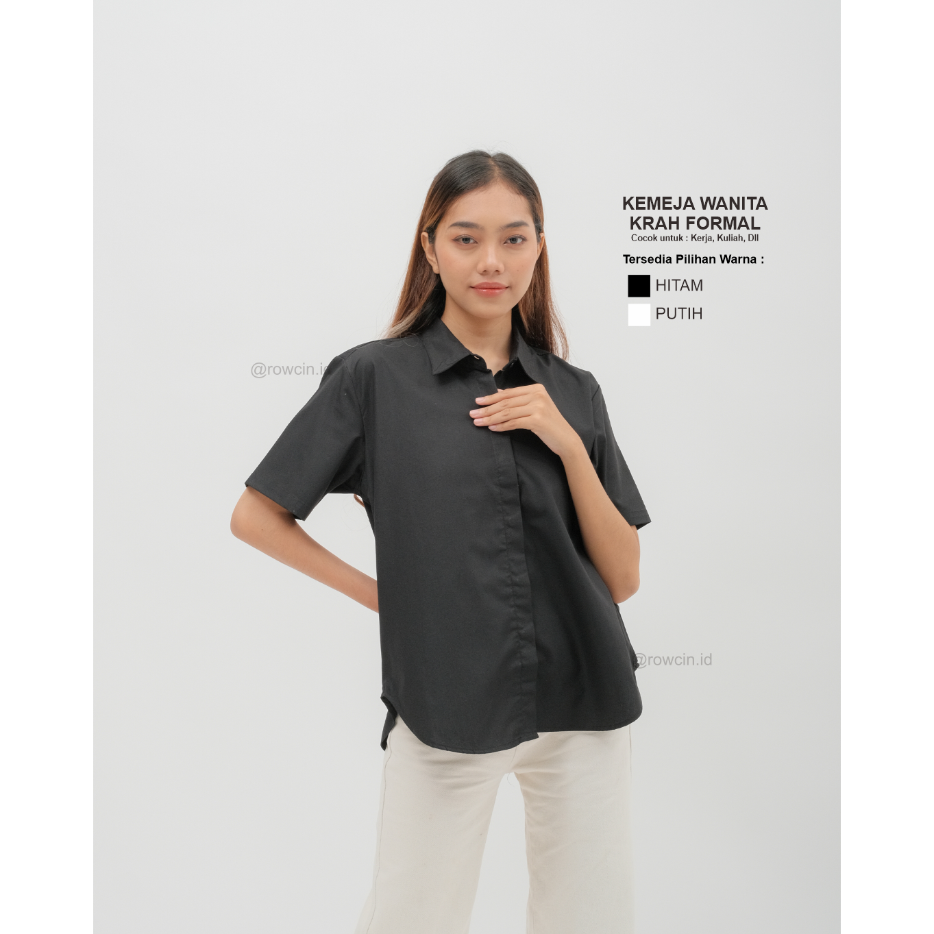 KEMEJA WANITA POLOS BAHAN KATUN PLATINUM KRAH FORMAL KEMEJA LENGAN PENDEK