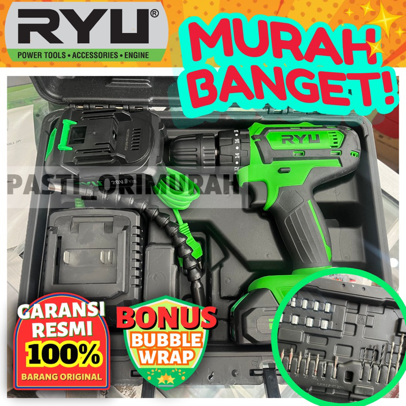 Bor Cas Batrai RYU TEKIRO RCI 20V Cordless IMPACT RCI20/ Borcas batre Beton Tembok Kayu Besi 20V