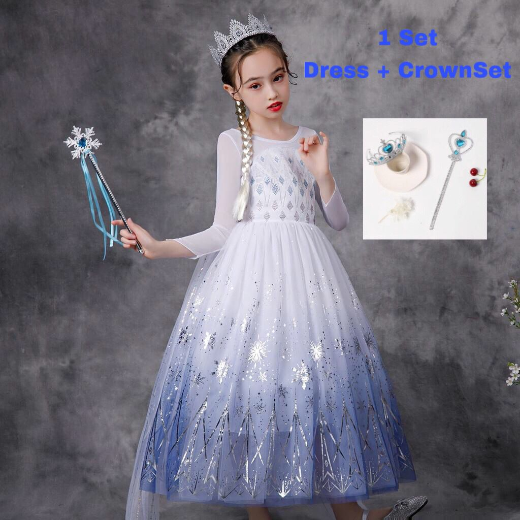 Frozen Anna Elsa Terbaru Princess Kostum Impor Dress Baju Pesta Ulang Tahun Princess Anak