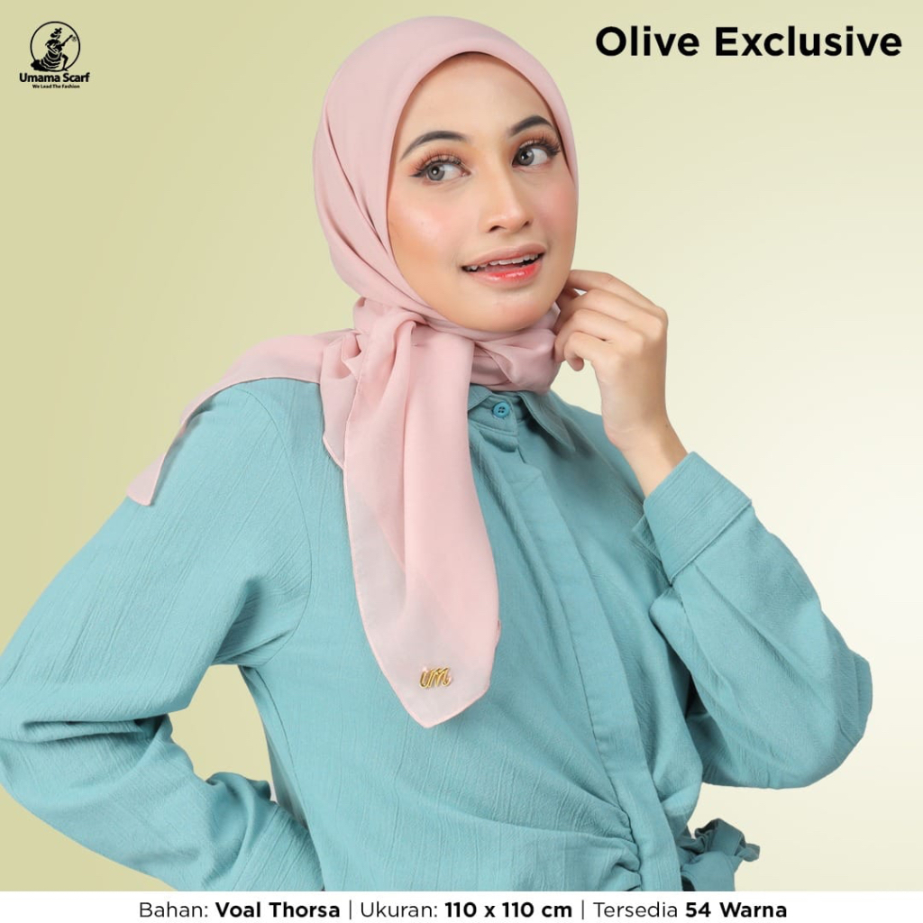 Segi Empat Polos Olive Exclusive 110x110 cm By Umama Scarf