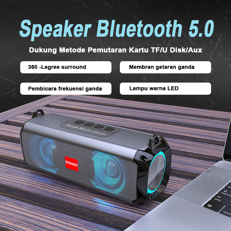 [BISA COD] Speaker Bluetooth Wireless With Belt Portable Stereo Music Speaker Original 100% Waterproof Speaker Bluetooth Super Bass