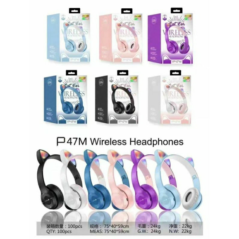 HEADSET BANDO BLUETOOTH P47 CAT LED