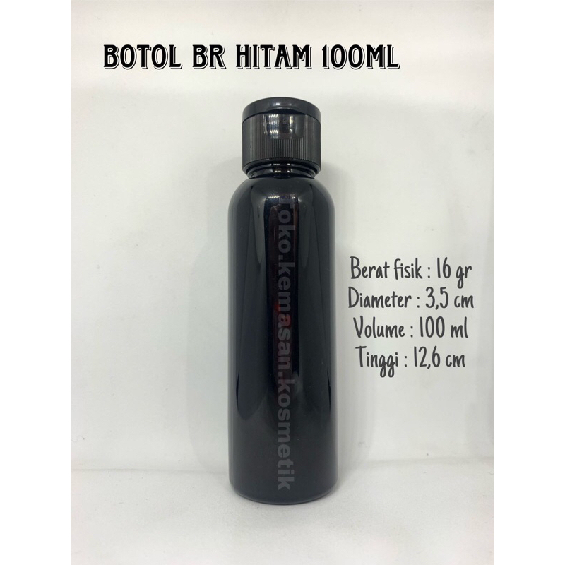 BOTOL FLIPTOP 100ML HITAM TUTUP HITAM / BOTOL PLASTIK / BOTOL SABUN / BOTOL 100ML