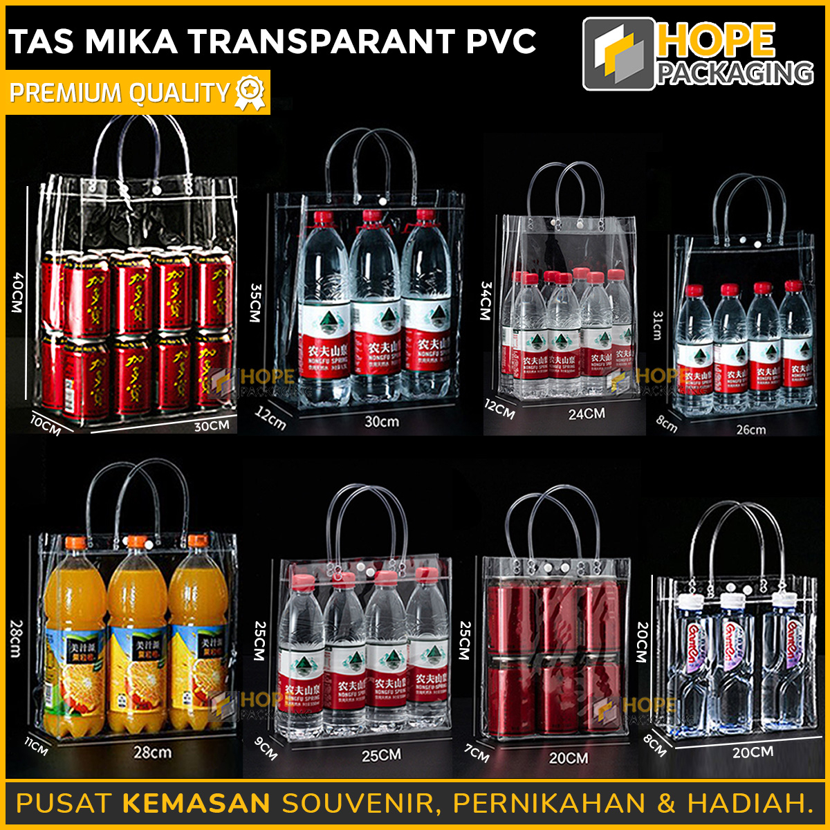 Tas Mika Transparant PVC Polos Goodiebag Hampers Souvenir Ulang Tahun Transparant Bening Murah Tas Tenteng