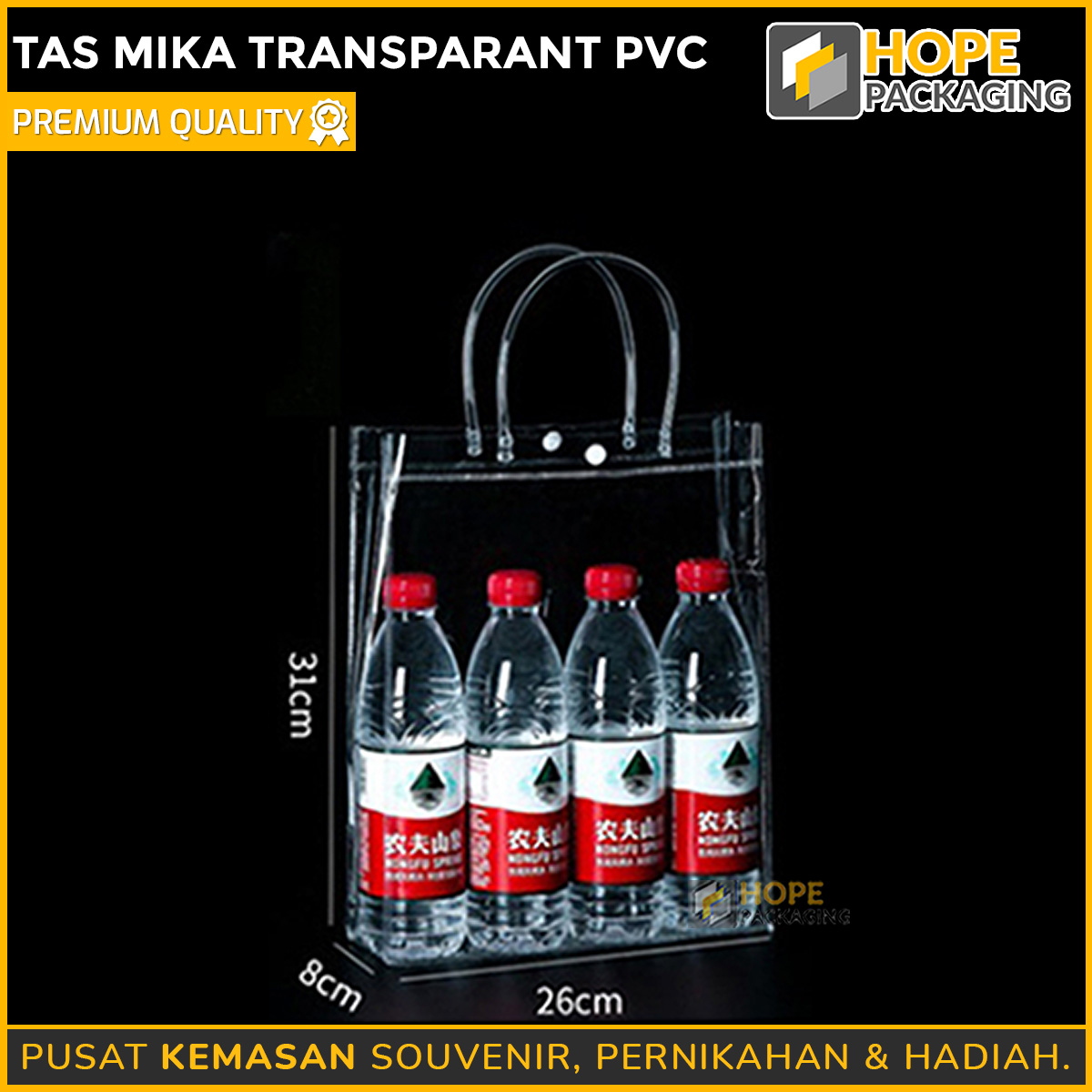 Tas Mika Transparant PVC Polos Goodiebag Hampers Souvenir Ulang Tahun Transparant Bening Murah Tas Tenteng