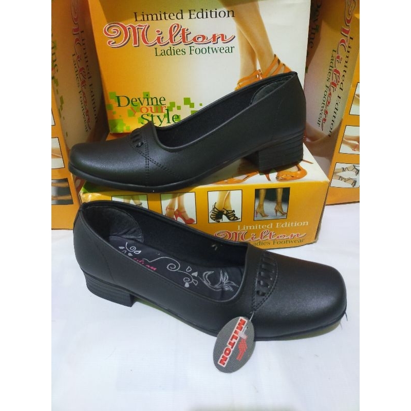 Sepatu pantofel wanita hak tinggi milton-sepatu kerja hitam