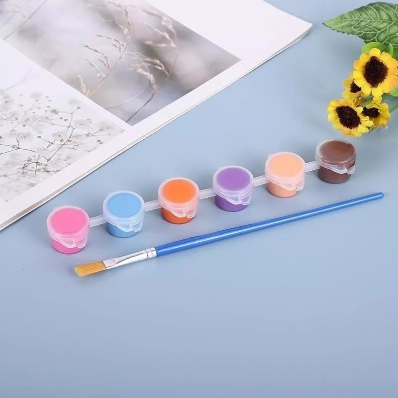 

1 cat lukis akrilik 6 warna 3ml+kuas cat akrilik