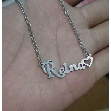 Kalung nama custom silver kecil imut kaya yg pesannya heee