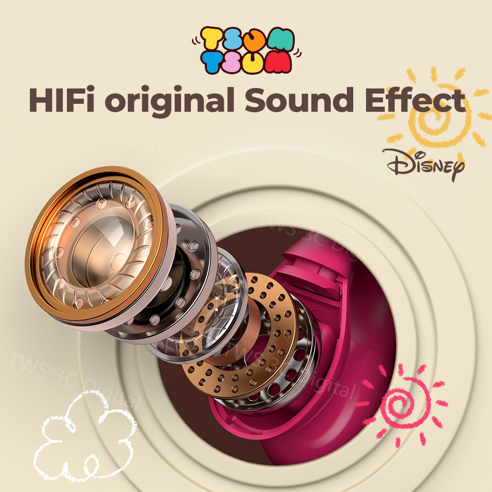 100% Ori Disney Headset Bluetooth 5.2 TWS Earphone Lotso desain klip telinga Dukungan untuk Android/IOS HIFI Musik Dengan Mikrofon