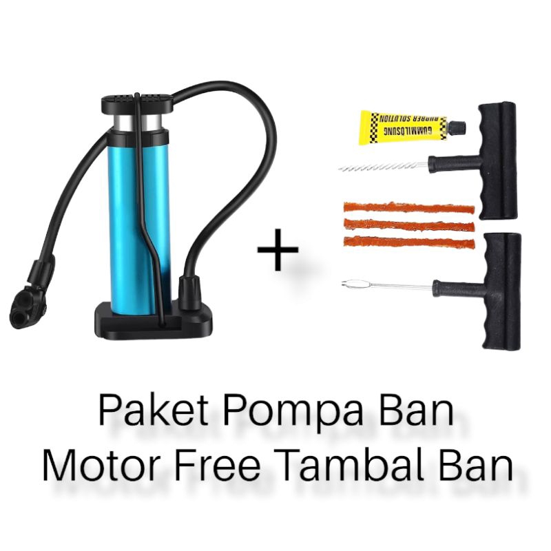 Paket Tambal Ban Tubles dan Pompa Ban Sepeda Motor Mobil - Alat Pompa Ban Sepeda Motor Mobil Model I