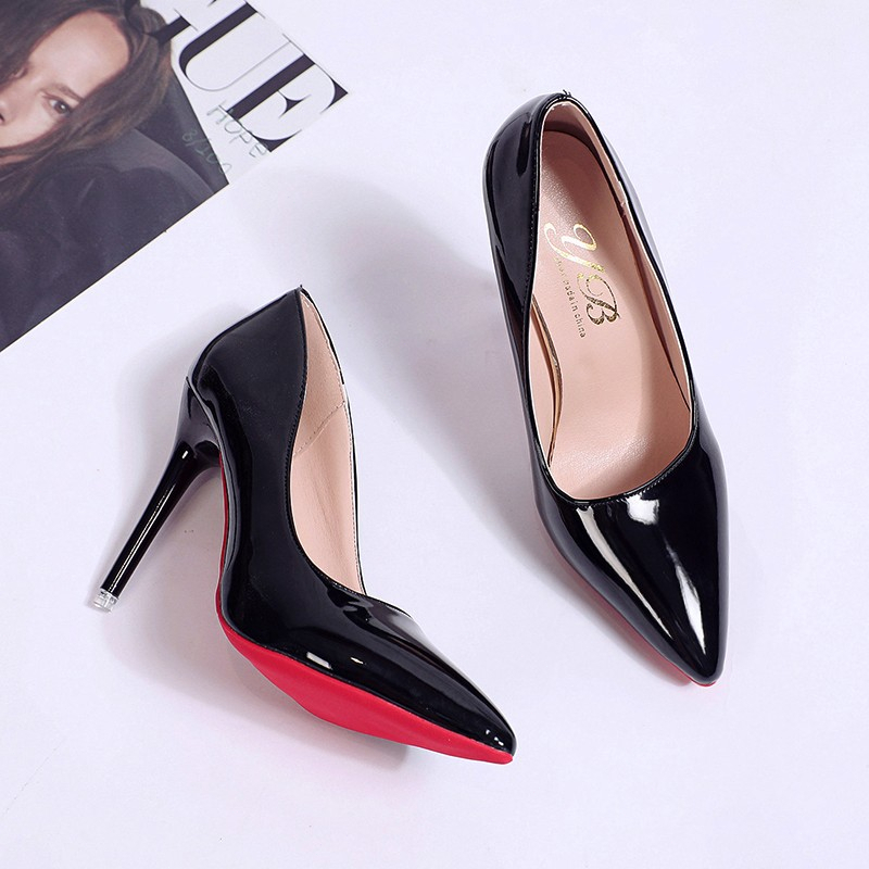 Sepatu Hak Tinggi Wanita Perempuan Terbaru Korea Murah Hitam Import Premium Kantor Kerja Formal Big Size 10cm Black Pointed Toe Pump Stiletto High Heels Shoes - Ukuran 34 35 36 37 38 39 40 41 42 43