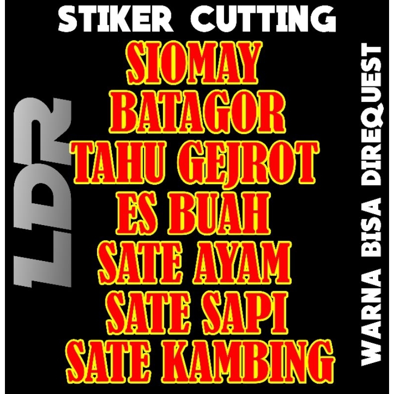 stiker cutting es buah/sate ayam/batagor/tahu gejrot/siomay/sate sapi/sate kambing buat di etalase dan gerobak