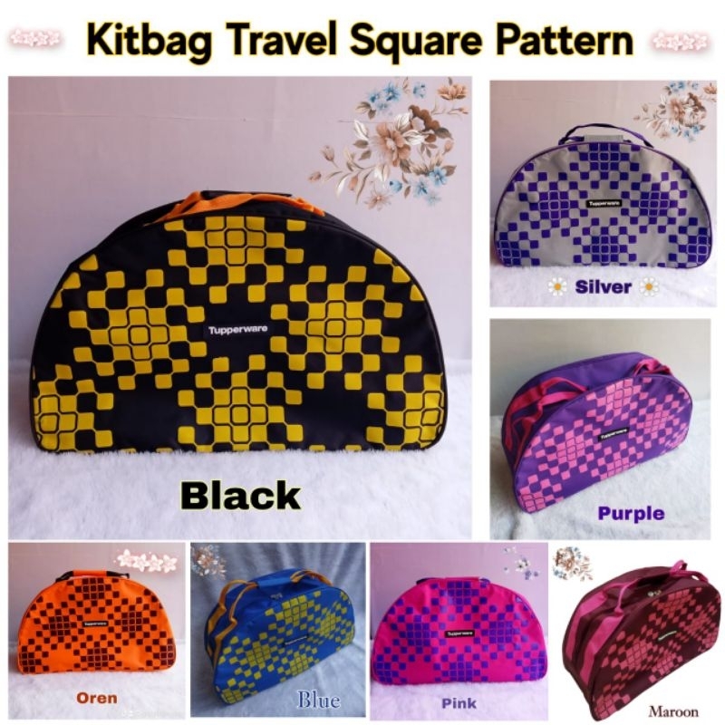 Tas Traveling / tas mudik / tas piknik / kitbag Motif Kotak Coco Tupp ( Zipper Bunga Es )