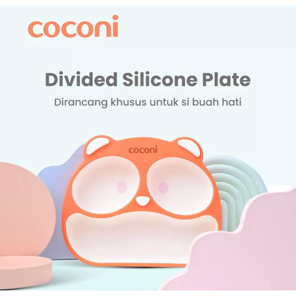 Coconi Panda Divided Silicone Suction Plate | Piring Makan Anak Bayi Silikon perekat Sekat Tiga