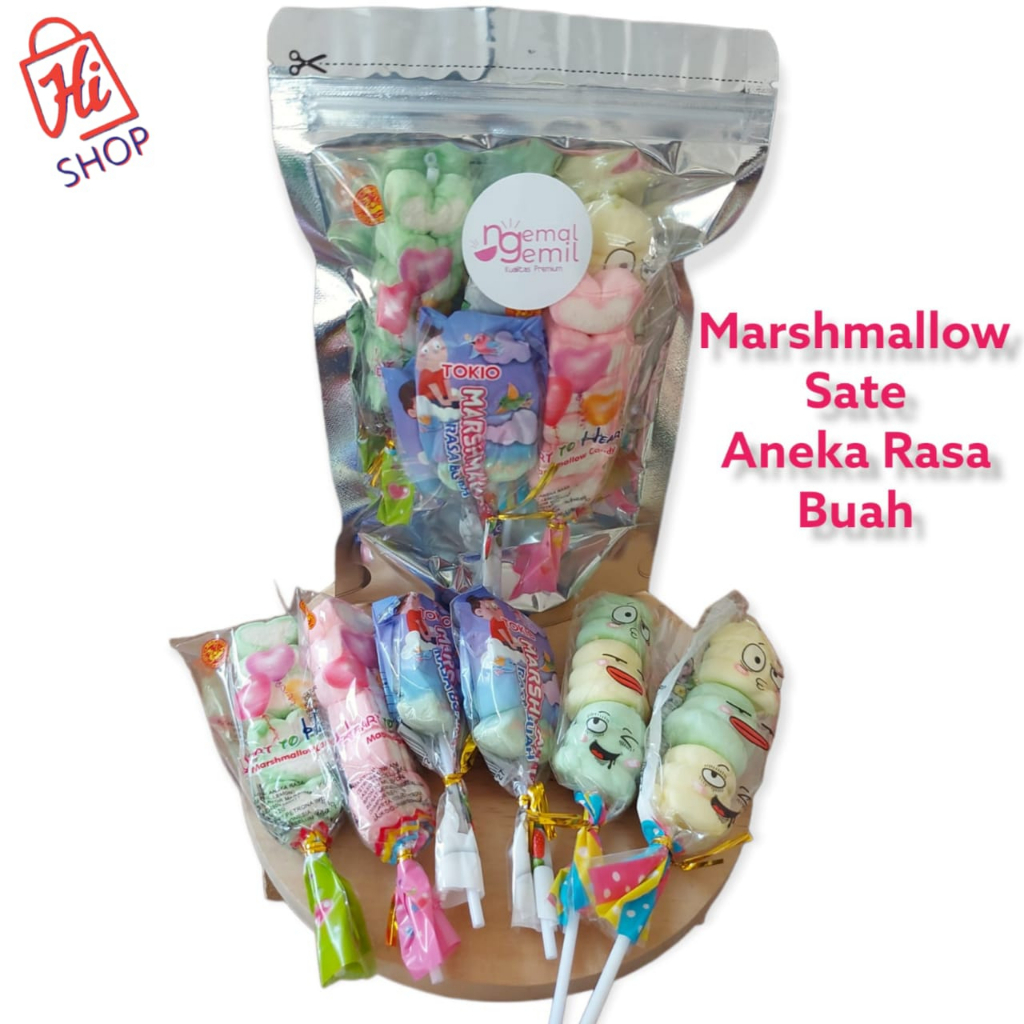 

Marshmallow Sate Aneka Rasa Buah Mix Marshmallow Lolipop Kualitas Premium