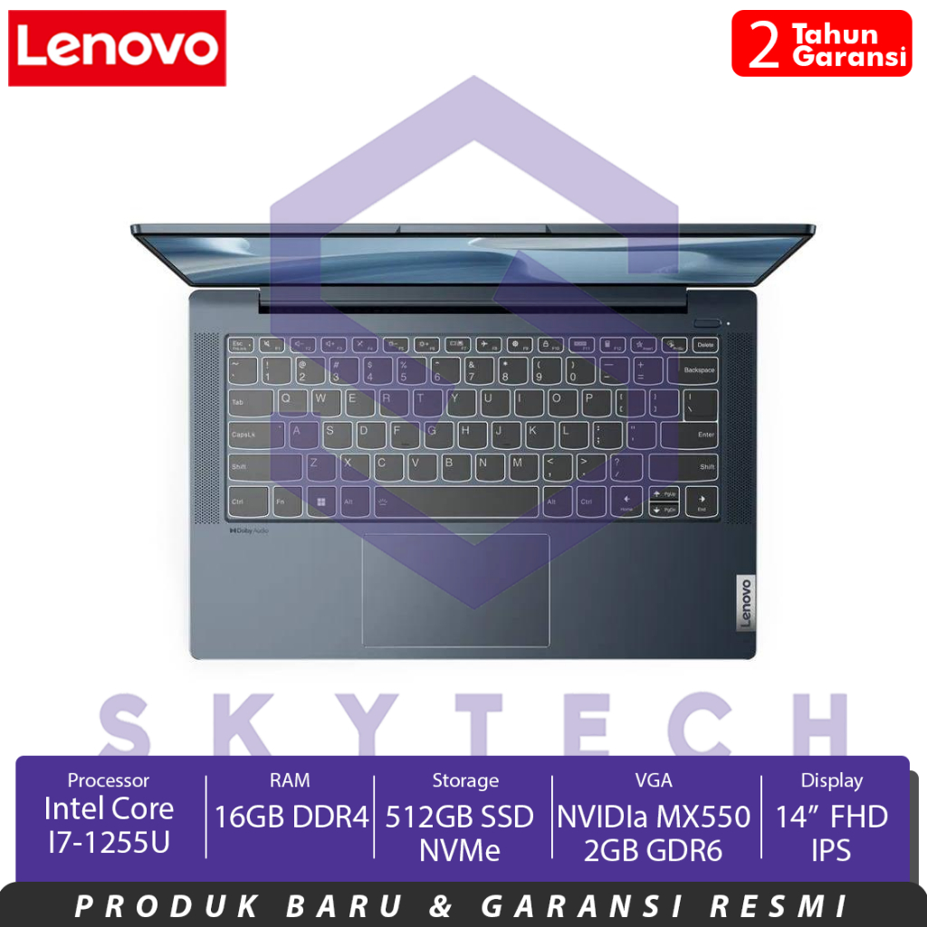 LAPTOP LENOVO IDEAPAD SLIM 5i 14IAL7 5WID CORE i7 1255U RAM 16GB SSD 512GB MX550 WIN11 OHS 82SD005WID