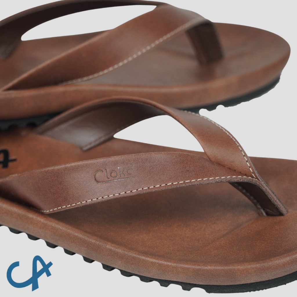 Sandal Jepit Pria Kulit Kasual Santai Sendal Distro Leather for Men Cloka Lanzzini