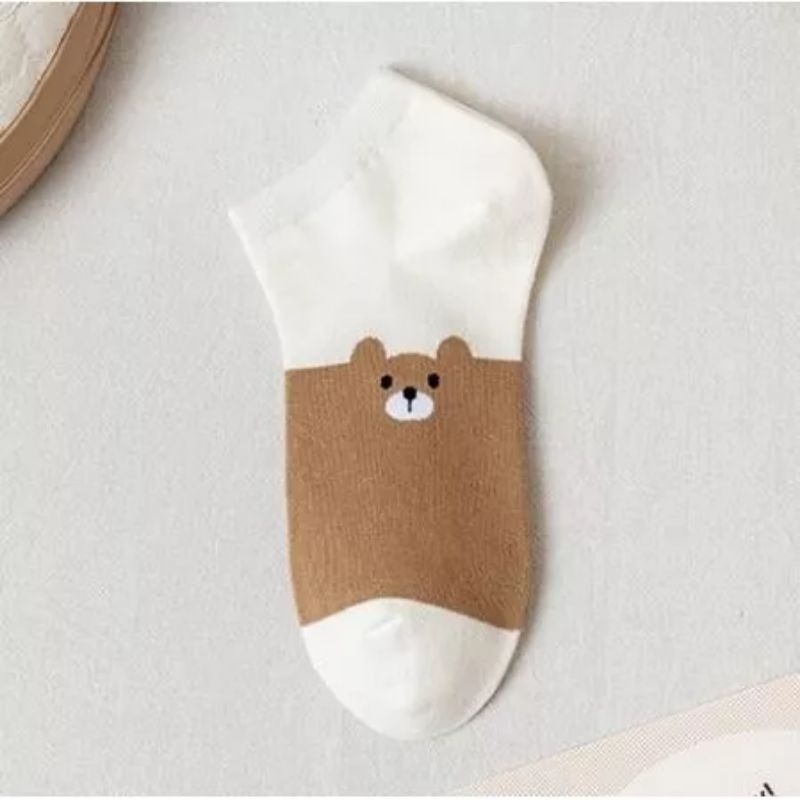 Kaos Kaki Cewek Bear Brown Fashion Kaos Kaki Wanita Pendek Semata Kaki Socks Korean Style Kaos Kaki Murah Bagus Koas Kaki Putih