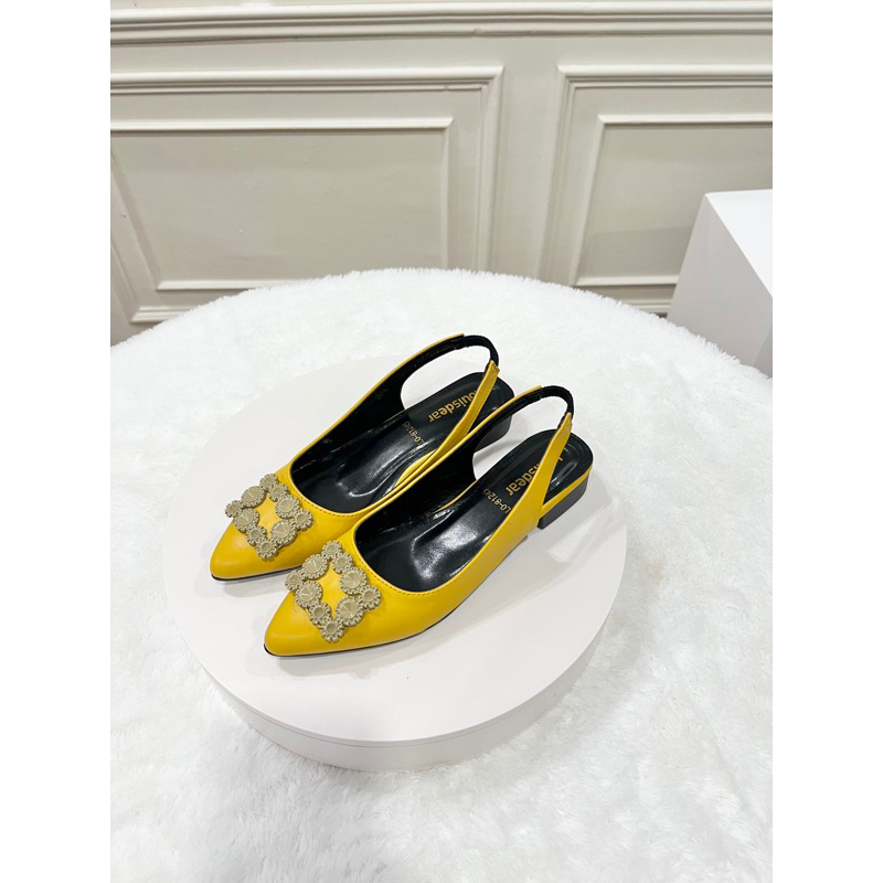 sepatu flat wanita terbaru kekinian LOUISDEAR sepatu tali belakang heel 2 cm bahan dove B50 / B49