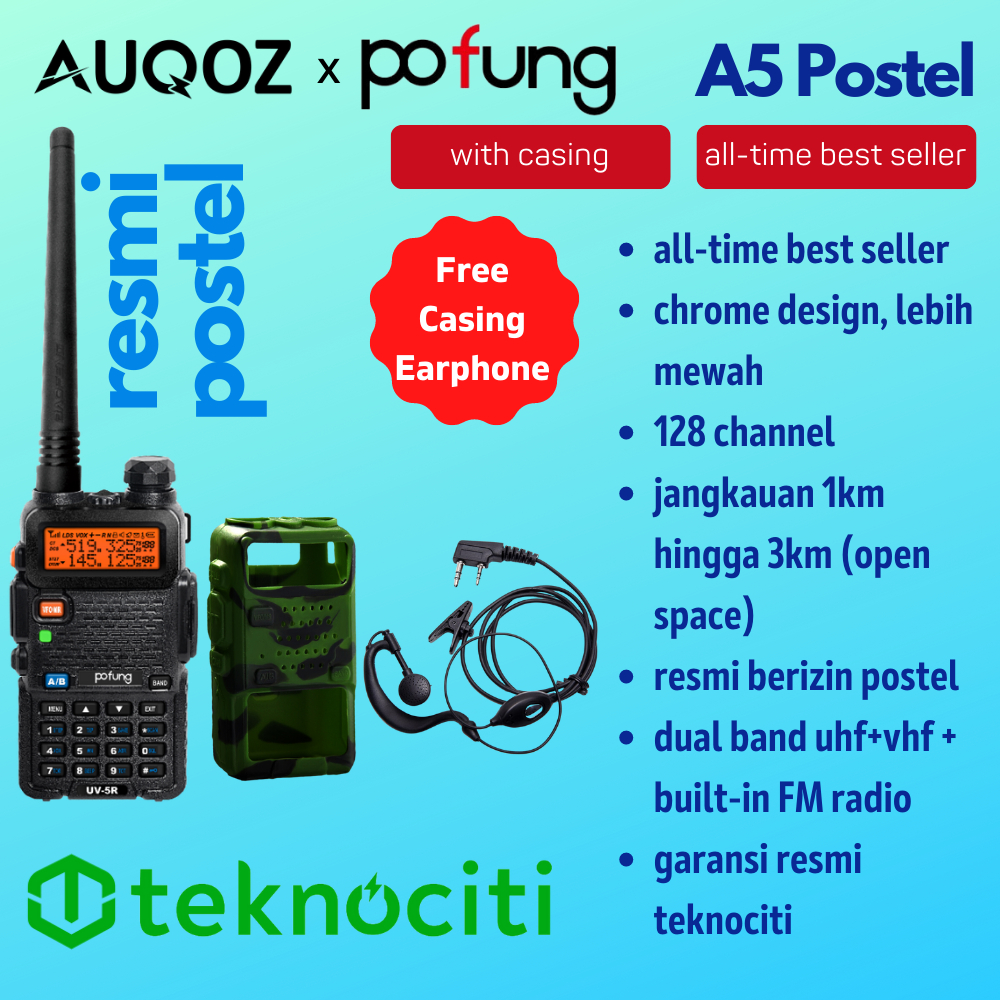 POFUNG UV-5R HT Postel / UV5R Handy Walkie Talkie + Case / Casing