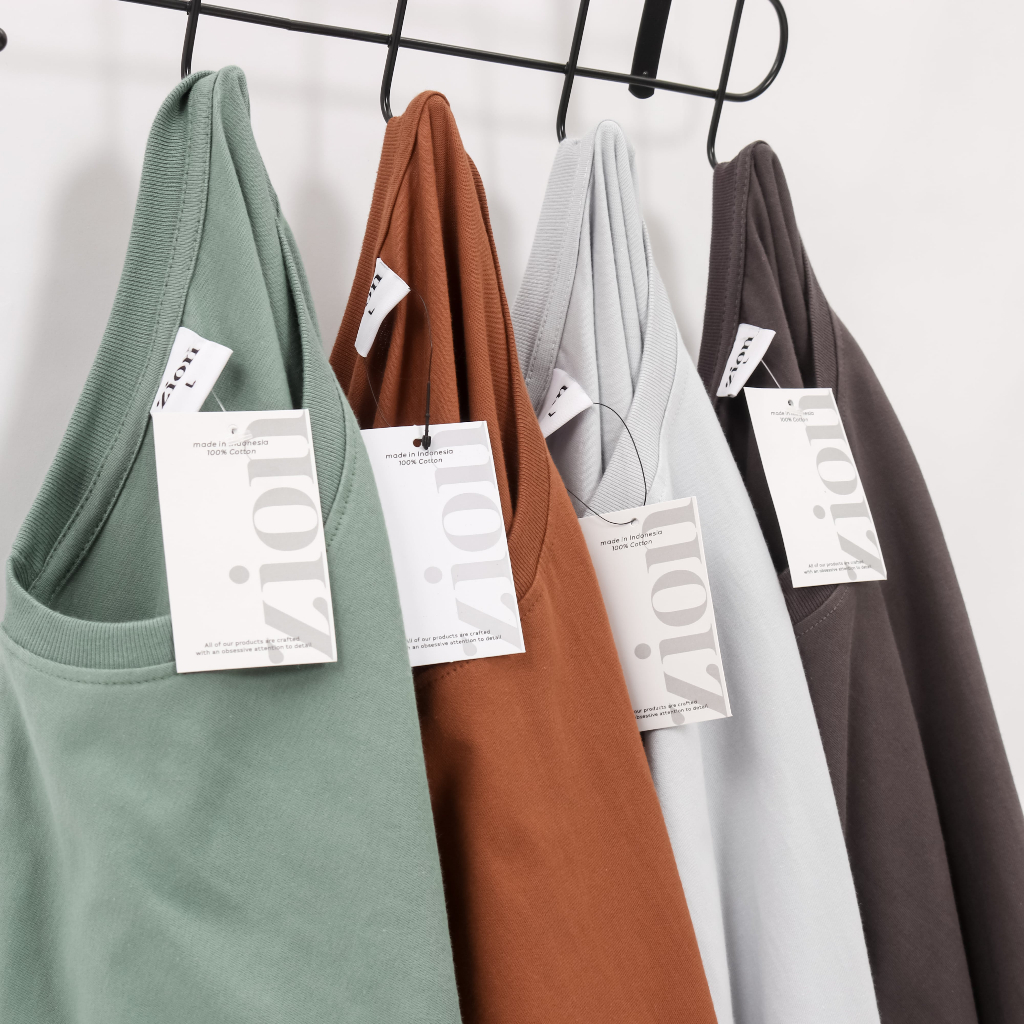 ZION Kaos Polos 100% Cotton Combed 24s Premium - Dark Grey, Mineral Green, Cinnamon, Palladian Blue