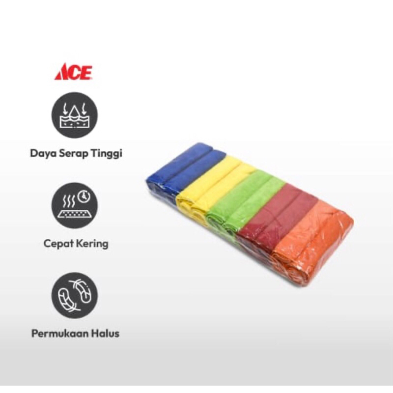 ACE KAIN LAP SET MICROFIBER 30x30 CM PROCLEAN/LAP MOTOR/LAP DAPUR/LAP MOBIL/LAP KACA