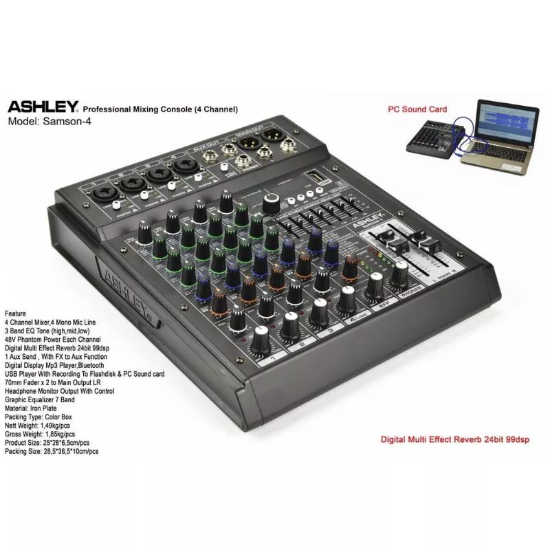 Mixer 4 channel Ashley Samson 4 Garansi resmi 1 Tahun - Original Mixer Audio 4 channel / Mixer Ashle