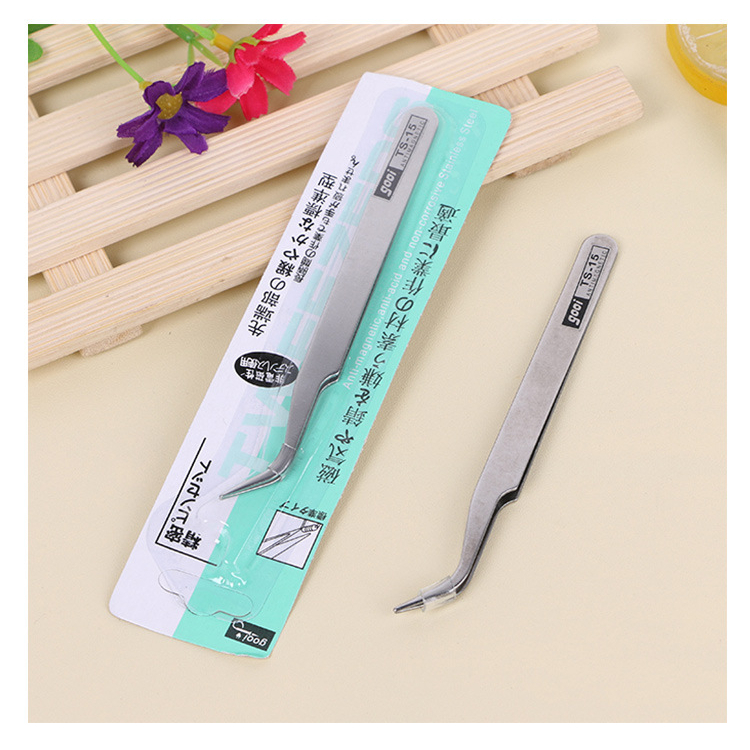 Pinset Bulu Mata Bengkok Pink / Penjepit Tweezers Eyelash Extension / Pen jepit Multifungsi Murah / TV-115