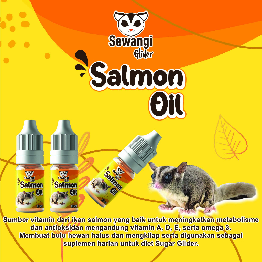 Minyak Ikan Salmon 10 ml / Minyak Ikan Omega 3 Fish Oil / Suplemen Vitamin Sugar Glider Landak Kucing / Melembuatkan Bulu