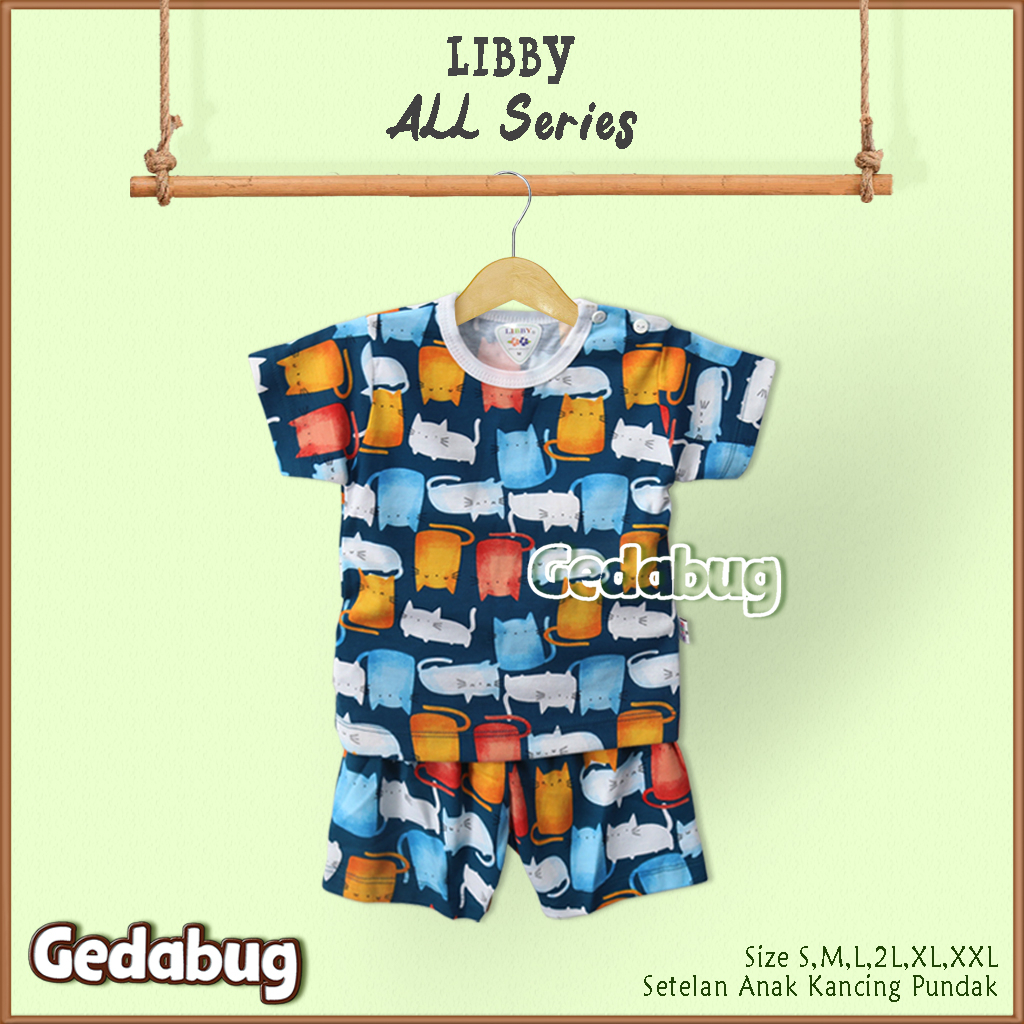 Setelan Anak Pendek Libby All Series | Setelan Kaos bermain anak Kancing Pundak | Gedabug