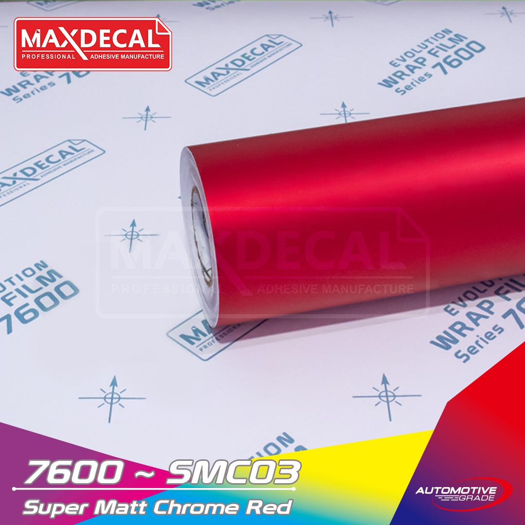 [50cm x 9m] MAXDECAL 7600 SMC03 RED Super Matte Chrome Doff Merah ROLL Evolution Premium Wrap