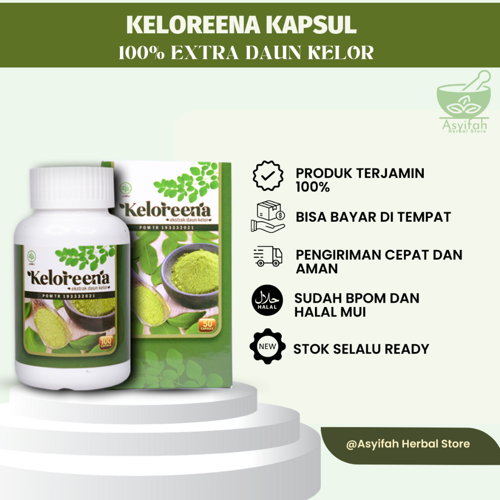 Keloreena Kapsul Ekstrak Daun Kelor Ekstrak Moringa Oleifera 100% Original Resmi BPOM & Halal-Obat p