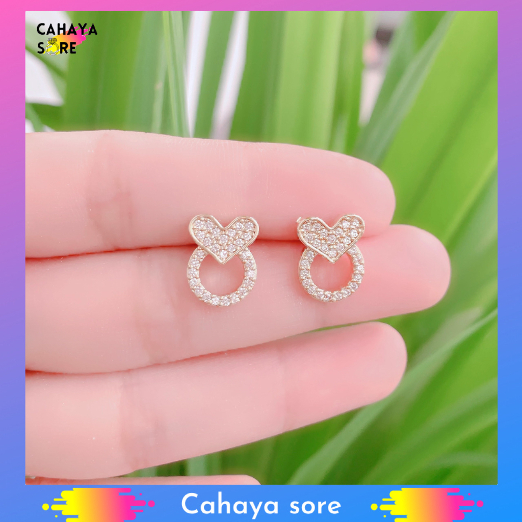 Anting Xuping Gold Silver Anting Dewasa Model Clip Giwang Love AD42