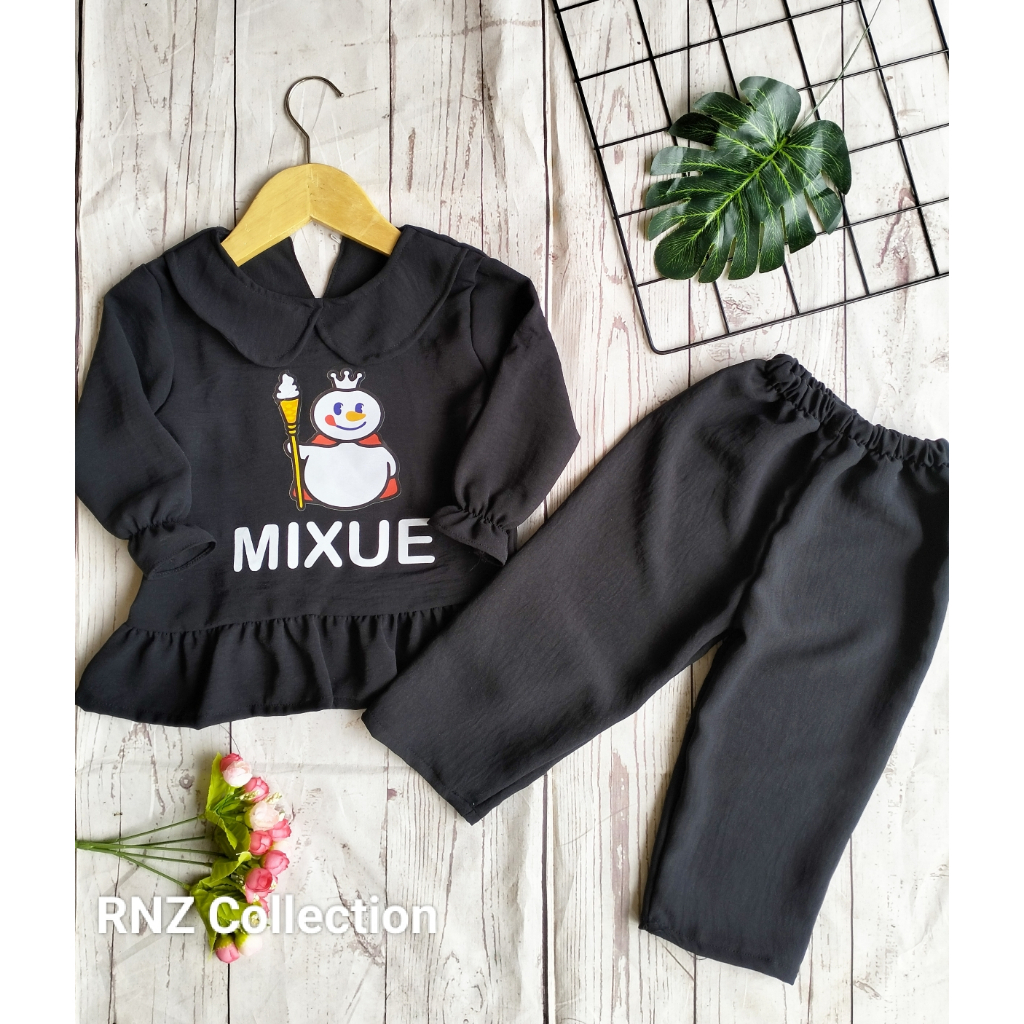 ONE SET MIXUE TERBARU1-7 TAHUN//SETELAN MIXUE VIRAL BAHAN CRINKLE AIRFLOW