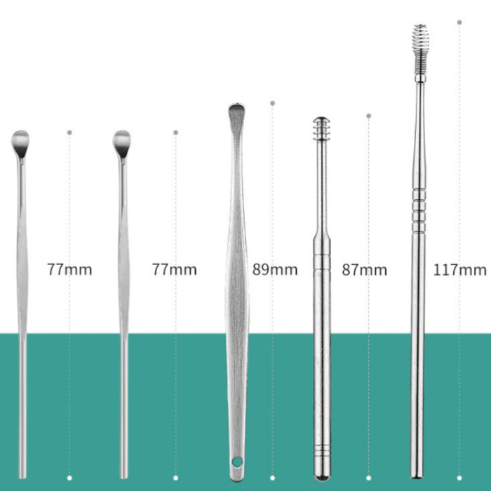 [WAE] ALAT PEMBERSIH TELINGA / PEMBERSIH KOTORAN KUPING 5 IN 1 STAINLESS