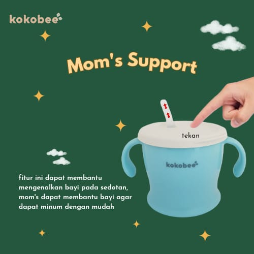 KOKOBEE - Straw Training Mug (300ml) 3in1 Multifunctional (Sippy cup + Open Cup+Snack Cup) / gelas minum bayi / Early-age Straw Training Mug/ dengan Sedotan bayi / Richell cup de mug / coconi /mudah digenggam/ grosir / anti tumpah / anti pecah/