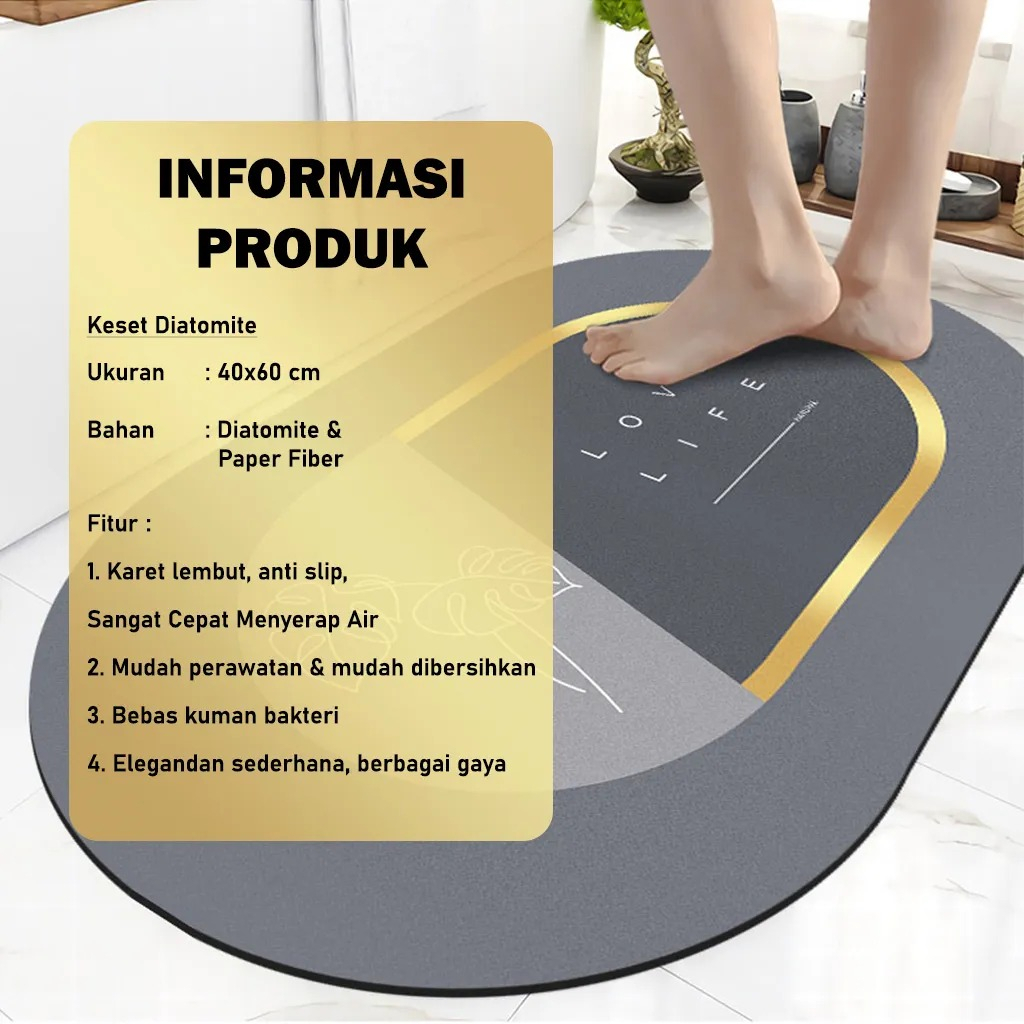 DISKON Keset kamar mandi super nyaman anti slip bundar Keset Kaki kamar mandi anti becek Nyerap Air Diatomite Anti Slip - TERMURAH DI GOSALE99