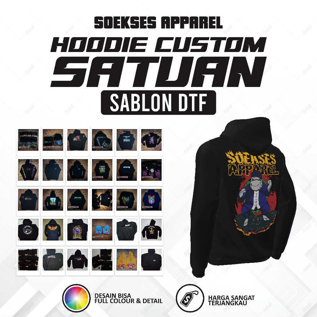 Soekses Custom - Hoodie Custom Satuan Sablon DTF Cotton Fleece