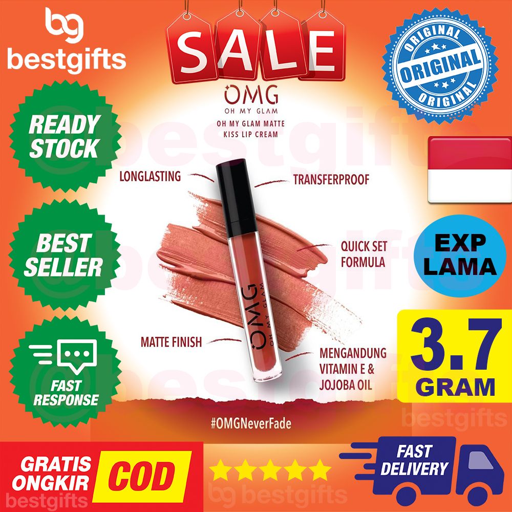 PAKET OMBRE OMG OH MY GLAM MATTE KISS LIP CREAM TAHAN LAMA DENGAN ALA SELEBGRAM 3.7 GRAM