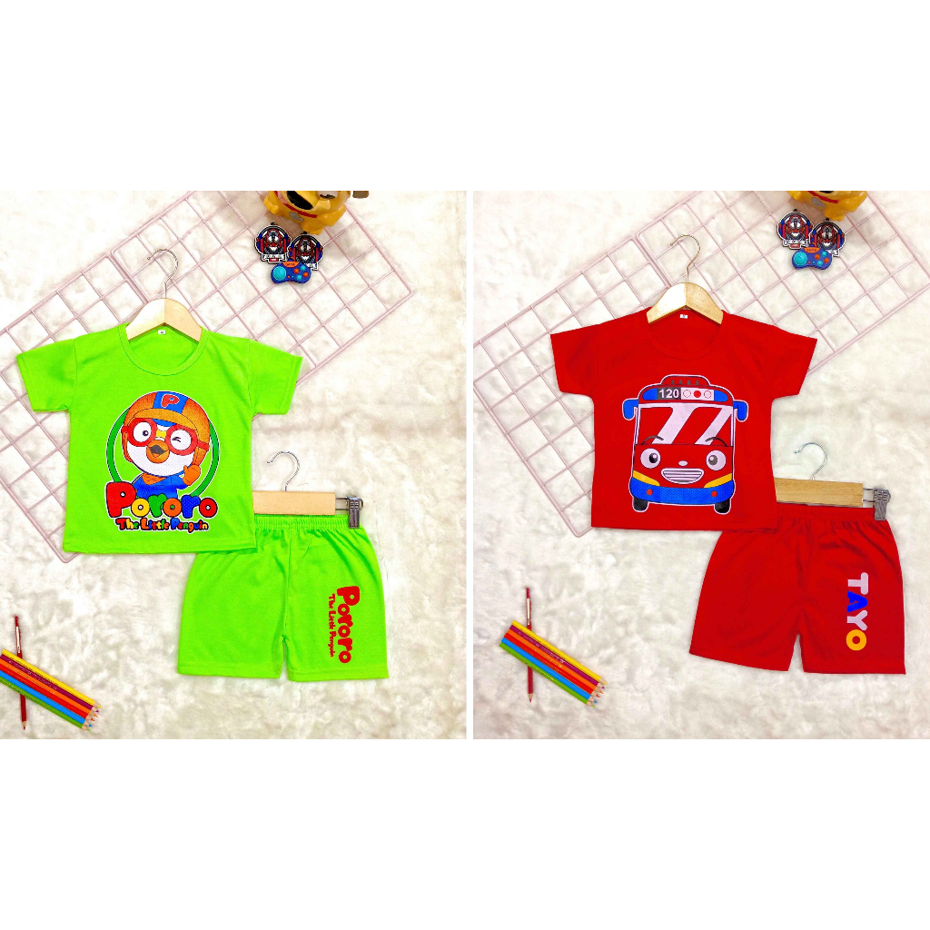 V&amp;Z kids- baju anak setelan anak laki laki/kaos anak murah /baju anak  Motif PORORO/TAYO anak cowok/atasan anak/baju murah anak/setelan Unisex