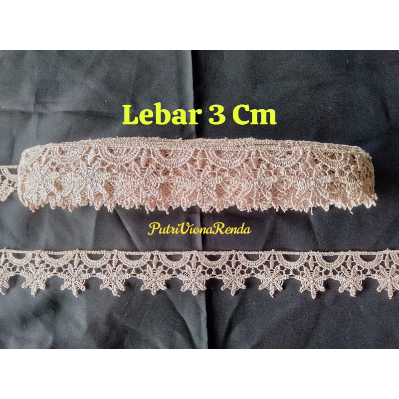 Renda jiper 3 cm warna warni