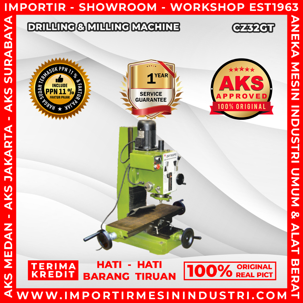 Mesin Bor Duduk 1,5 Kw 32mm Drilling Milling Machine Importir - CZ32GT