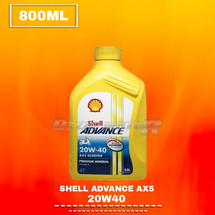 Shell Advance AX5 Scooter 10W-30 10W/30 20W-40 20W/40 MB 800ml 4T Oli mesin matic Varian