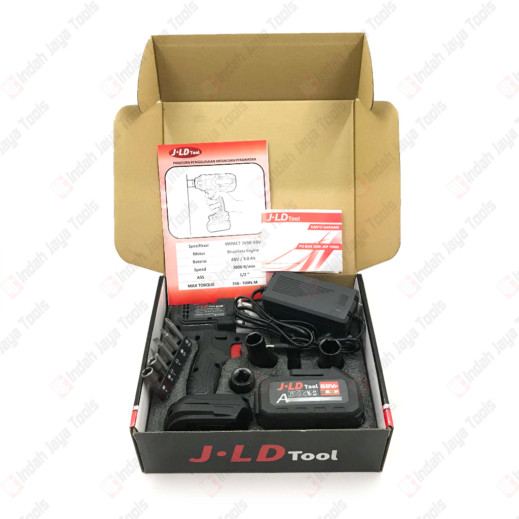 J.LD 48V IMPACT WRENCH CORDLESS - Mesin Impact Wrench Baterai Charger Pembuka Baut Buka Baut JLD