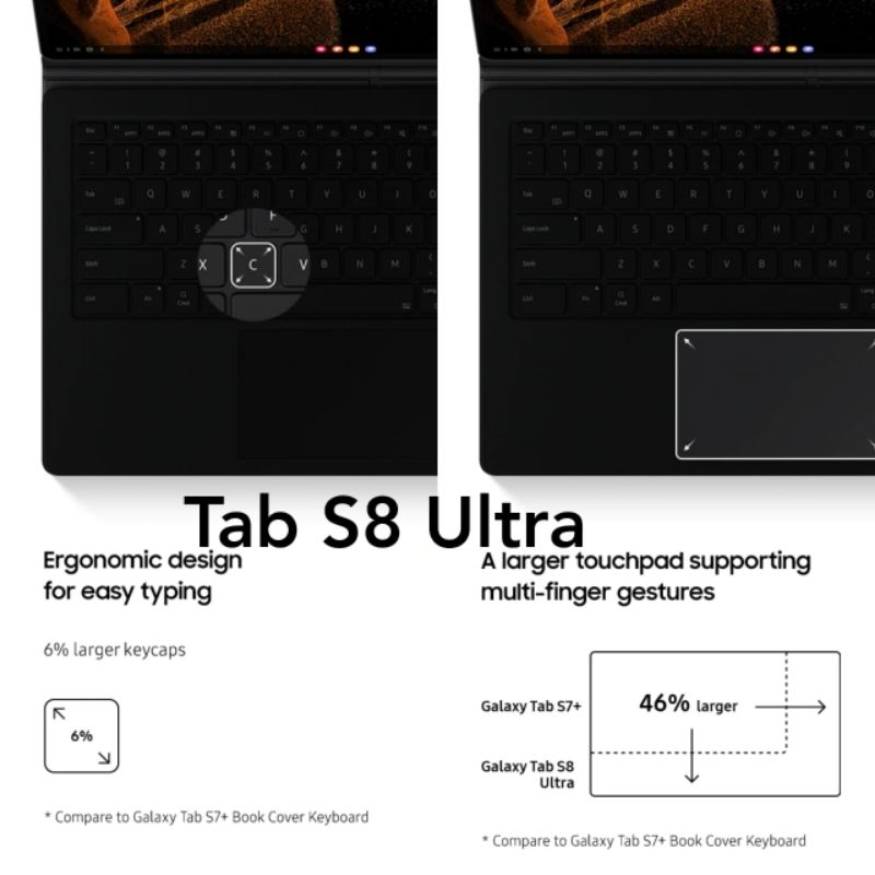 Original Keyboard Samsung Tab S8 Ultra S8 Plus 5G S7 FE S8+ S7+ S7FE Touchpad Trackpad Book Cover Bookcover