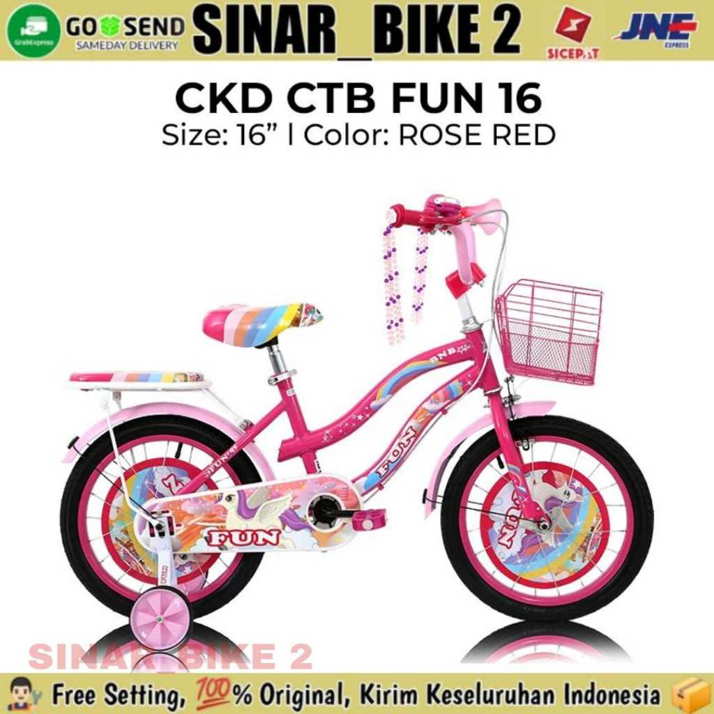 Sepeda Mini Anak Peremuan Ukuran 12 16 18 Inch City Bike CKD BNB FUN