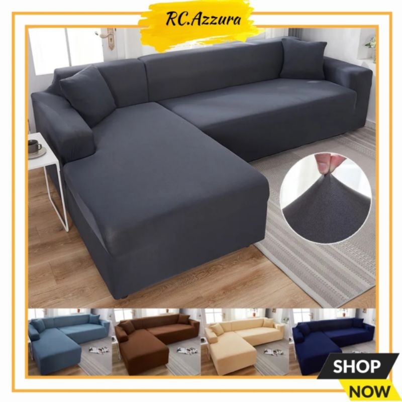 Cover Sofa L Shaped Sarung Kursi Sofa L Penutup Bungkus Sarung Sofa Warna Polos