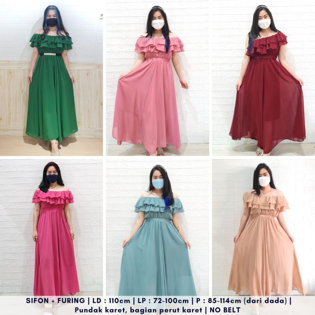 4202 malaika sabrina ruffle dress cny pesta sabrina dress sifon maternity dress